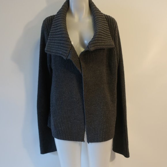 Womens Kookai Gray Knit Open Cardigan Sweater 3/ L* - Picture 3 of 9